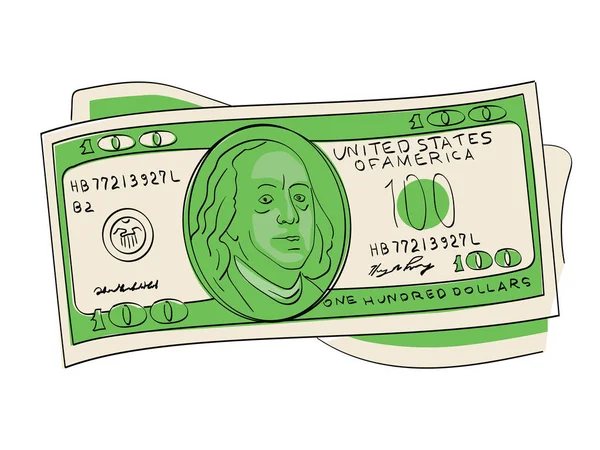 Un oggetto mucchio di cento dollari su sfondo bianco. Scienziato, pubblicista e diplomatico Benjamin Franklin — Foto Stock