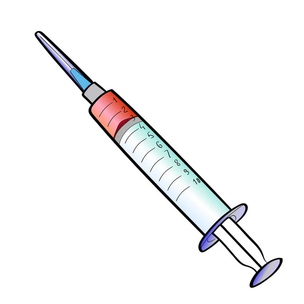Fecskendőt vakcinával. Orvosi objektum fehér háttér. raszteres — Stock Fotó
