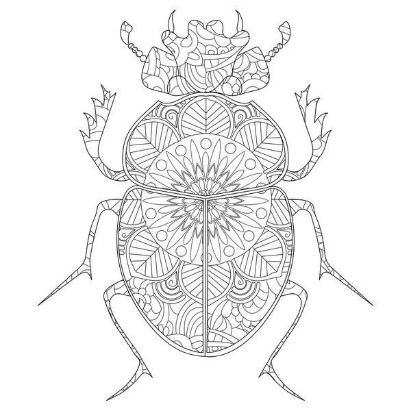 Antistress målarbok raster. Egyptiska Scarab skalbagge. — Stockfoto