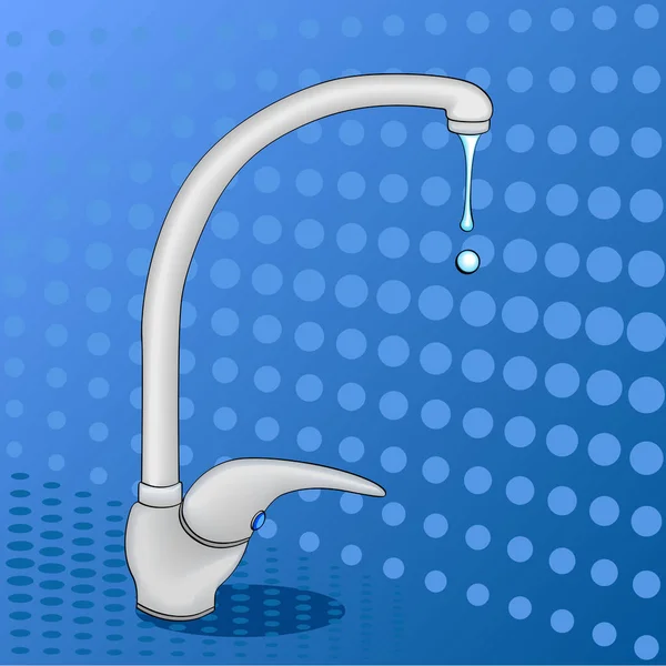 Pop art raster. Water tap. concept on the conservation of natural resources. — Stock Photo, Image