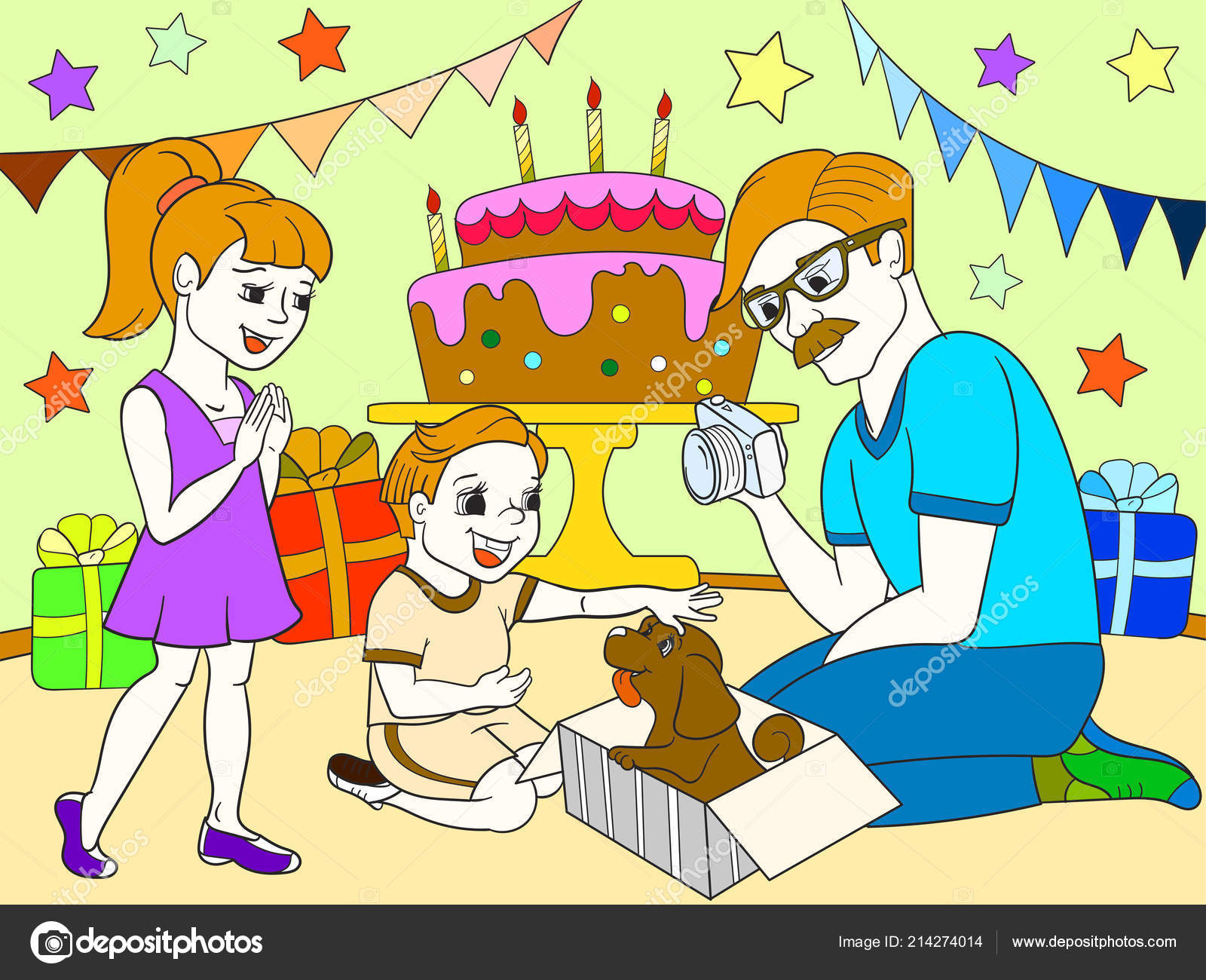 Childrens Cartoon Color Of The Holiday Birthday With Gifts A Memorable Shot The Boy Present A Puppy To The Boy Stock Photo C Toricheks16 Gmail Com Childrens Cartoon Color Of The Holiday Birthday With Gifts A Memorable Shot The Boy Present A Puppy To The Boy Stock Photo C Toricheks16 Gmail Com