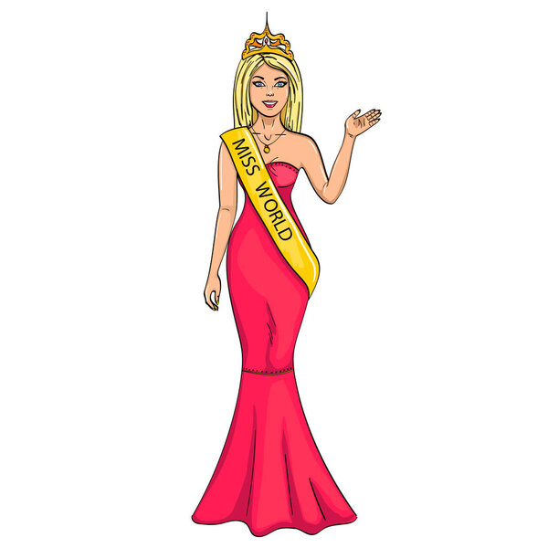 Miss the world of beauty. The girl, the winner of the contest of models. Raster, object on a white background