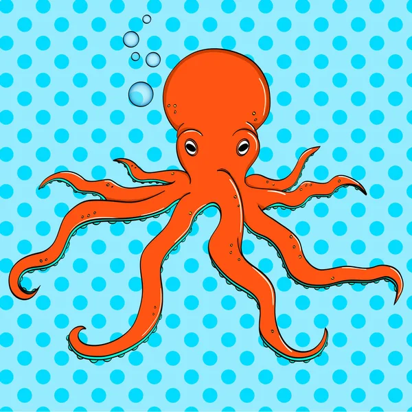 Octopus zwierzęta, morze. Mieszkańca głębin oceanu. Raster pop-artu. Imitacja komiks stylu. — Zdjęcie stockowe