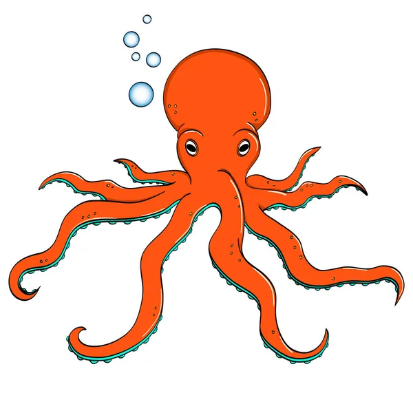 Sea animal, octopus. Inhabitant of the depths of the ocean. object on a white background raster. — Stock Photo, Image