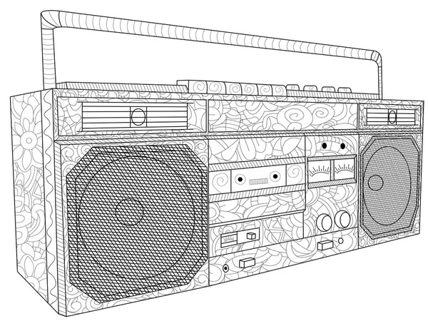 tape deck or tape machine antistress coloring electronic equipment. Tape recorder for cassettes. Raster