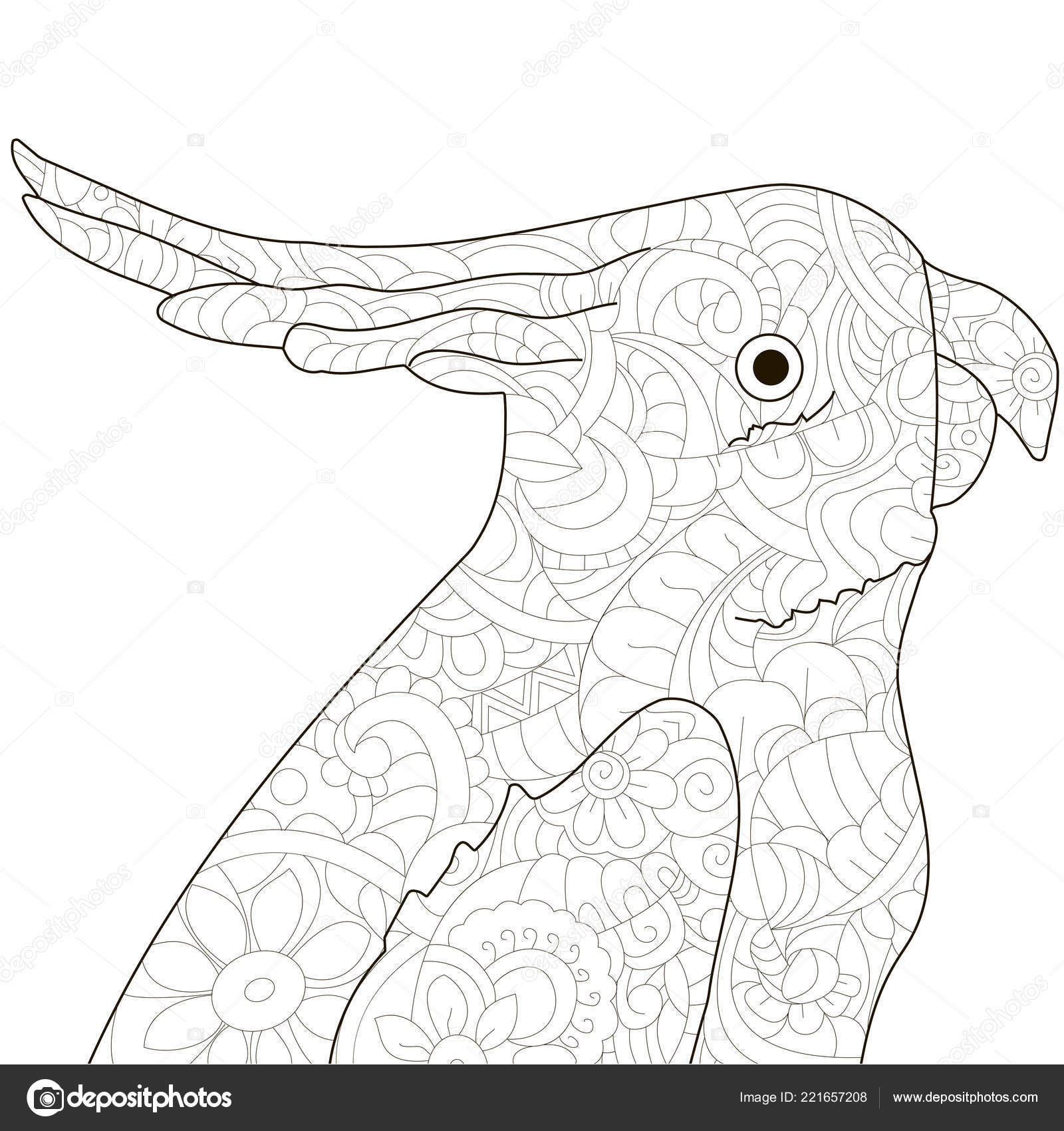 Un Perroquet Est Un Oiseau Anti Stress Coloriage Raster