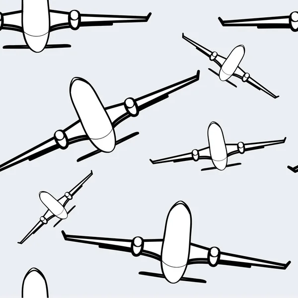 Biało-czarne samoloty bezszwowe tło. Raster transportu lotniczego — Zdjęcie stockowe