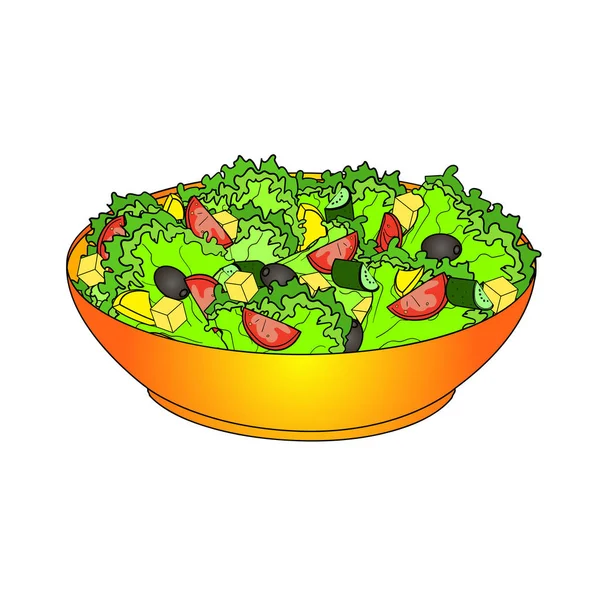 Griekse salade, of Horiatiki salade. Goede voeding. Voedsel rasterobject op een witte achtergrond — Stockfoto