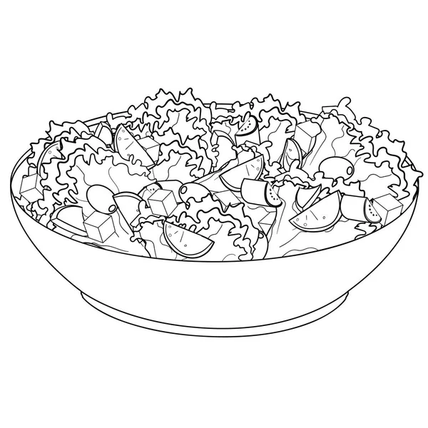 Ensalada griega o ensalada Horiatiki. Nutrición adecuada. Alimento raster objeto para colorear libro — Foto de Stock