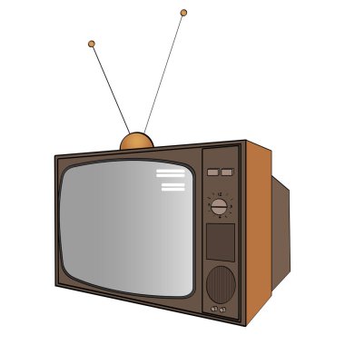 Beyaz arka plan üzerinde izole nesne. Boya, vernik, eski Tv. taklit çizgi roman tarzı. Vektör
