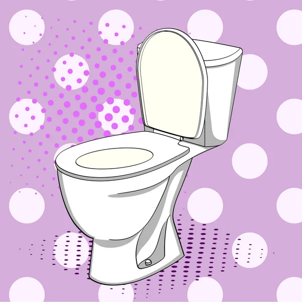 Toilettes à chasse d'eau Pop Art, WC. Fond couleur. imitation de style BD . — Photo