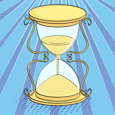 Pop sanat arka plan, bir çizgi roman imitasyon. Kum saati, saat. Vektör