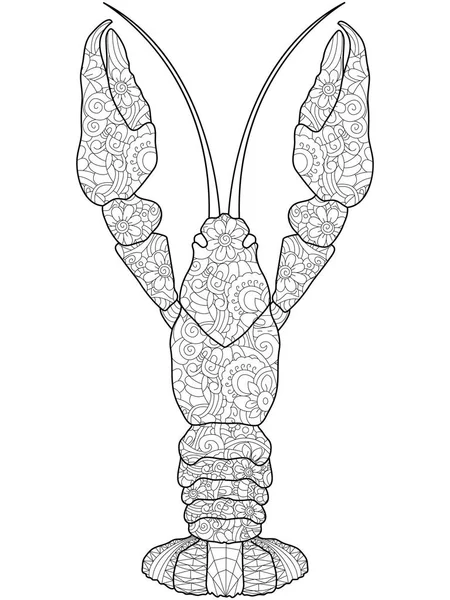 Adult antistress coloring crayfish, lobster pattern, astrakhan. Illustration of black lines doodle, white background — Stock Image Adult antistress coloring crayfish, lobster pattern, astrakhan. Illustration of black lines doodle, white background Royalty Free Stock Photos