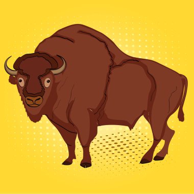 Pop sanat hayvan artiodactyl, Bizon, inek. Çizgi roman tarzı taklit