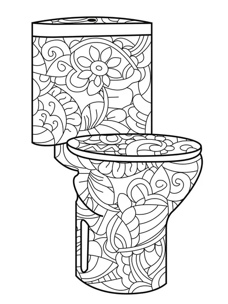 Yetişkin antistress floş tuvalet desen, Astrahan boyama. Siyah çizgiler çizimi doodle, beyaz arka plan — Stok fotoğraf