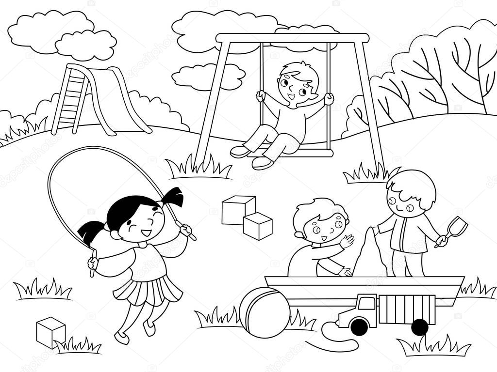 Dibujos Para Colorear De Juegos Infantiles Para Niños Vector PNG ,dibujos  Páginas Para Colorear De Juegos