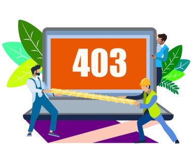 Hata 403. Minimalist tarzda. Düz izometrik vektör çizim