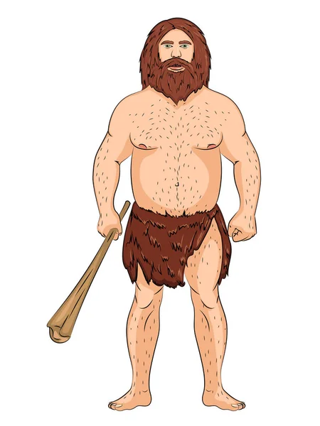 Neandertal, objeto aislado sobre fondo blanco. Vector — Archivo Imágenes Vectoriales