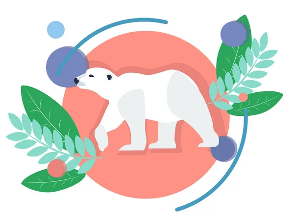 Polar animal, white bear. In minimalist style. Flat isometric vector — Stock Vector