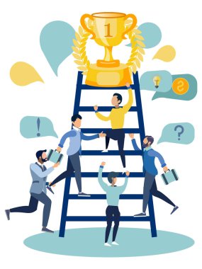 Ofis personeli zafer için rekabet. Minimalist tarzı çizgi film düz vektör