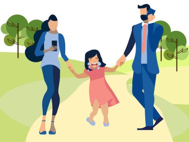 Çocuk kayıtsız ebeveynlerden uğrar. Minimalist tarzı çizgi film düz vektör