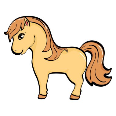 Beyaz arka plan üzerinde izole hayvan. Küçük at, kahverengi midilli. Raster nesne