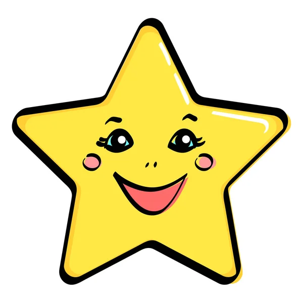 Object, yellow star with a face. Raster — Stock Photo, Image