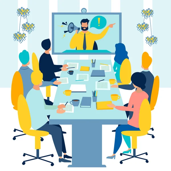 Meeting on conference video call vector illustration — Stock Vector