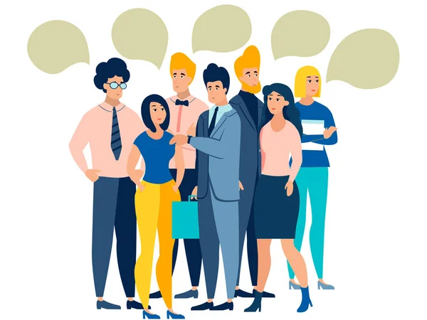 People talk. The crowd is discussing. Isolated on white background. In minimalist style. Cartoon flat Vector — Stock Vector