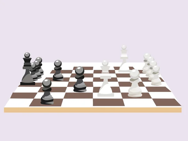 Quadro de xadrez com figuras, jogo. Em estilo minimalista Desenhos animados plana Vector — Vetor de Stock