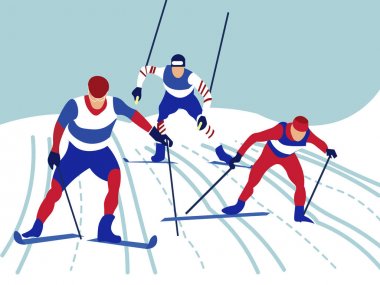 Alp disiplini kayak. Minimalist tarzı Karikatür düz Vektör