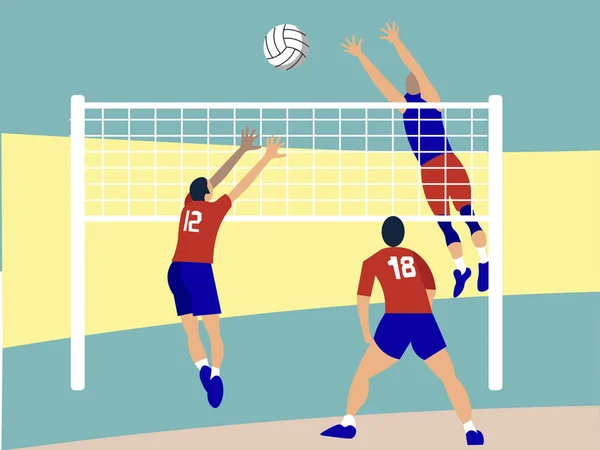 Contact sport, volley-ball. Dans un style minimaliste Cartoon plat vecteur — Image vectorielle