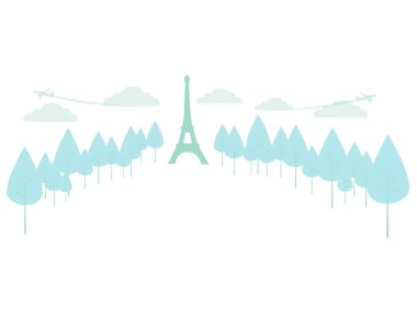 Arka plan, boş. Eyfel Kulesi. Seyahat. Minimalist tarzı Karikatür düz Vektör