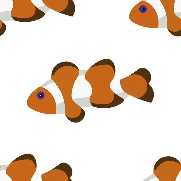Nahtloser Hintergrund, exotische Fische Amphiprion. im minimalistischen Stil. Cartoon-Flachvektor — Stockvektor