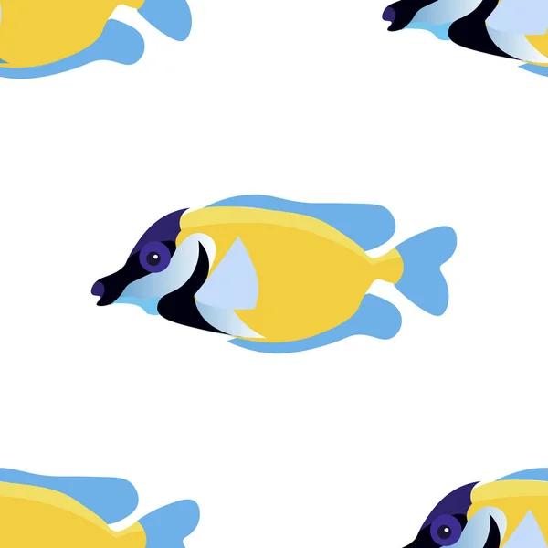 Bezproblémové pozadí, exotická ryba. V minimalistickém stylu. Kreslený plochý vektor — Stockový vektor
