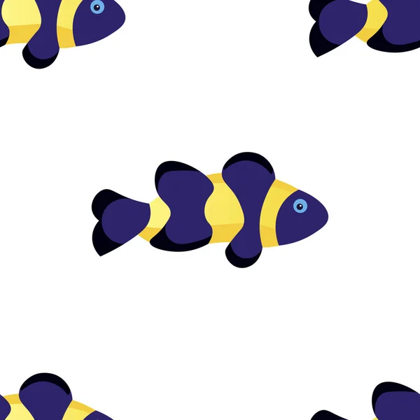Bezproblémové pozadí, exotická ryba. V minimalistickém stylu. Kreslený plochý vektor — Stockový vektor