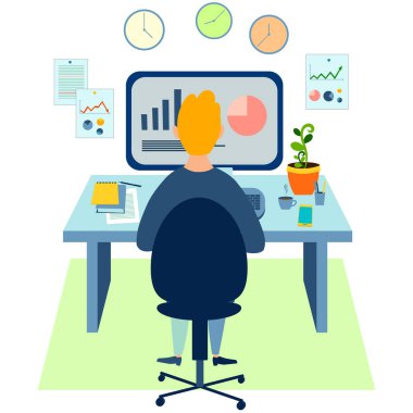Programcı iş konseptinde. Web afiş, infographics, kahraman görüntüleri için kullanabilirsiniz. Minimalist tarzda. Yassı isometrik raster