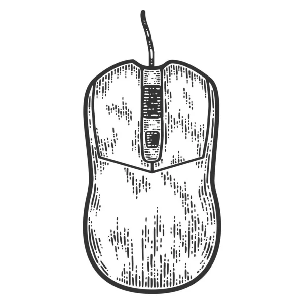 Rato do computador do dispositivo. Desenho imitação de raspadinha. Preto e branco . —  Vetores de Stock