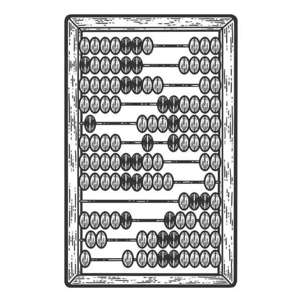 Abacus mekaniska anordning. Skiss skråma imitation. Svart och vitt. — Stock vektor