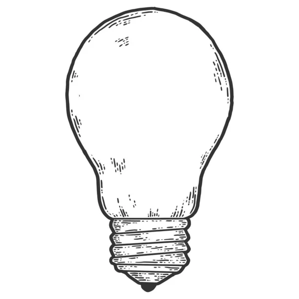 Ampoule. Croquis imitation de planche à gratter. Noir et blanc. — Image vectorielle