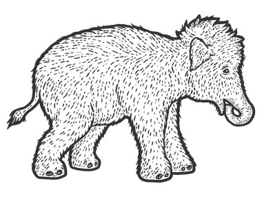 Tüylü mamut çocuk. Çizim tahtası taklidi.
