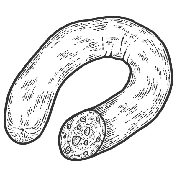 Blood sausage. Sketch scratch board imitation. Black and white. — Stock Photo, Image