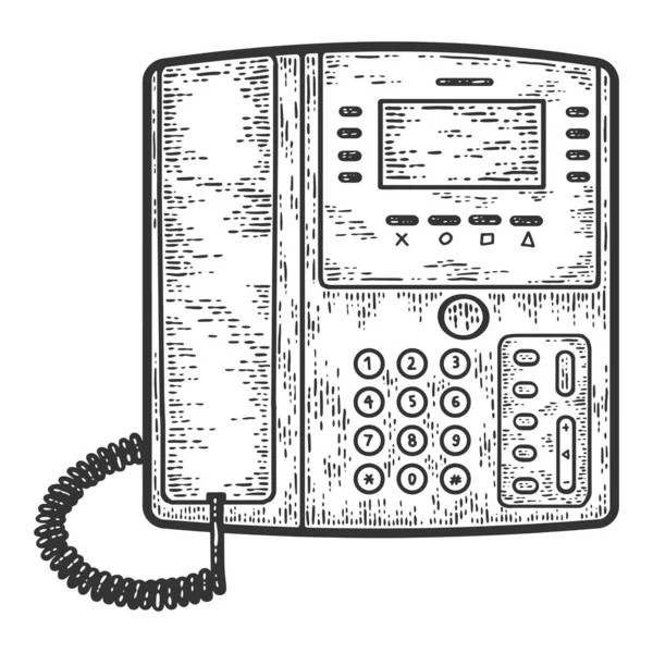 Téléphone de bureau. Téléphone d'affaires. Croquis imitation de planche à gratter. — Image vectorielle