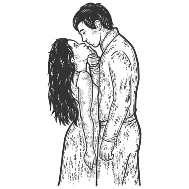 Baskın ilişki. Birbirine aşık bir çift. Çizim tahtası taklidi.