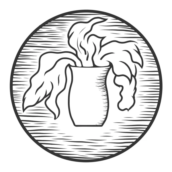 Logo, in een cirkel vaas met rook of een plant. Schets krabplank imitatie. — Stockfoto
