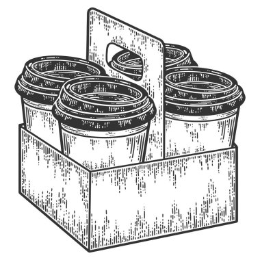 Tek kullanımlık kahve tepsisi 4 'ü bir kutuda. Çizim tahtası taklidi.