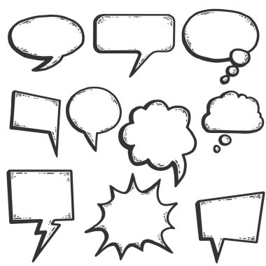 Bir dizi mesaj kabarcığı. Çizim tahtası taklidi.