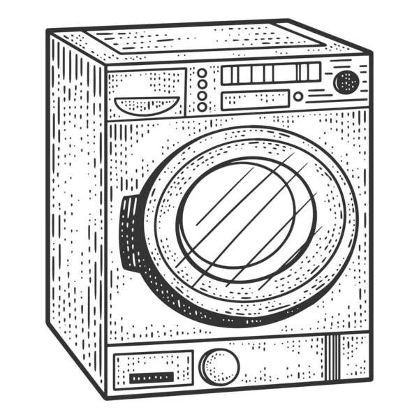 Eletrodomésticos, máquinas de lavar roupa. Sketch imitação placa de arranhão. — Vetor de Stock