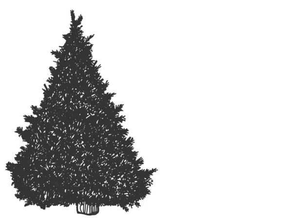 Arbre de Noël. Croquis imitation de planche à gratter. Noir et blanc. — Image vectorielle