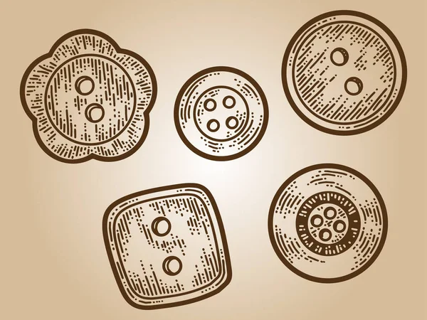 Cinco botões esboçam imitação de raspadinha. Sepia imagem desenhada à mão. — Fotografia de Stock